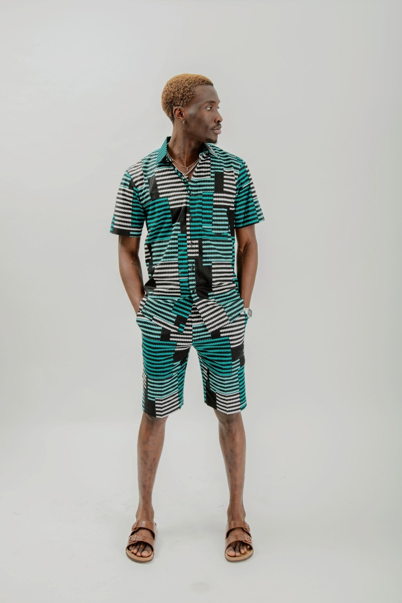 African print shorts set hotsell