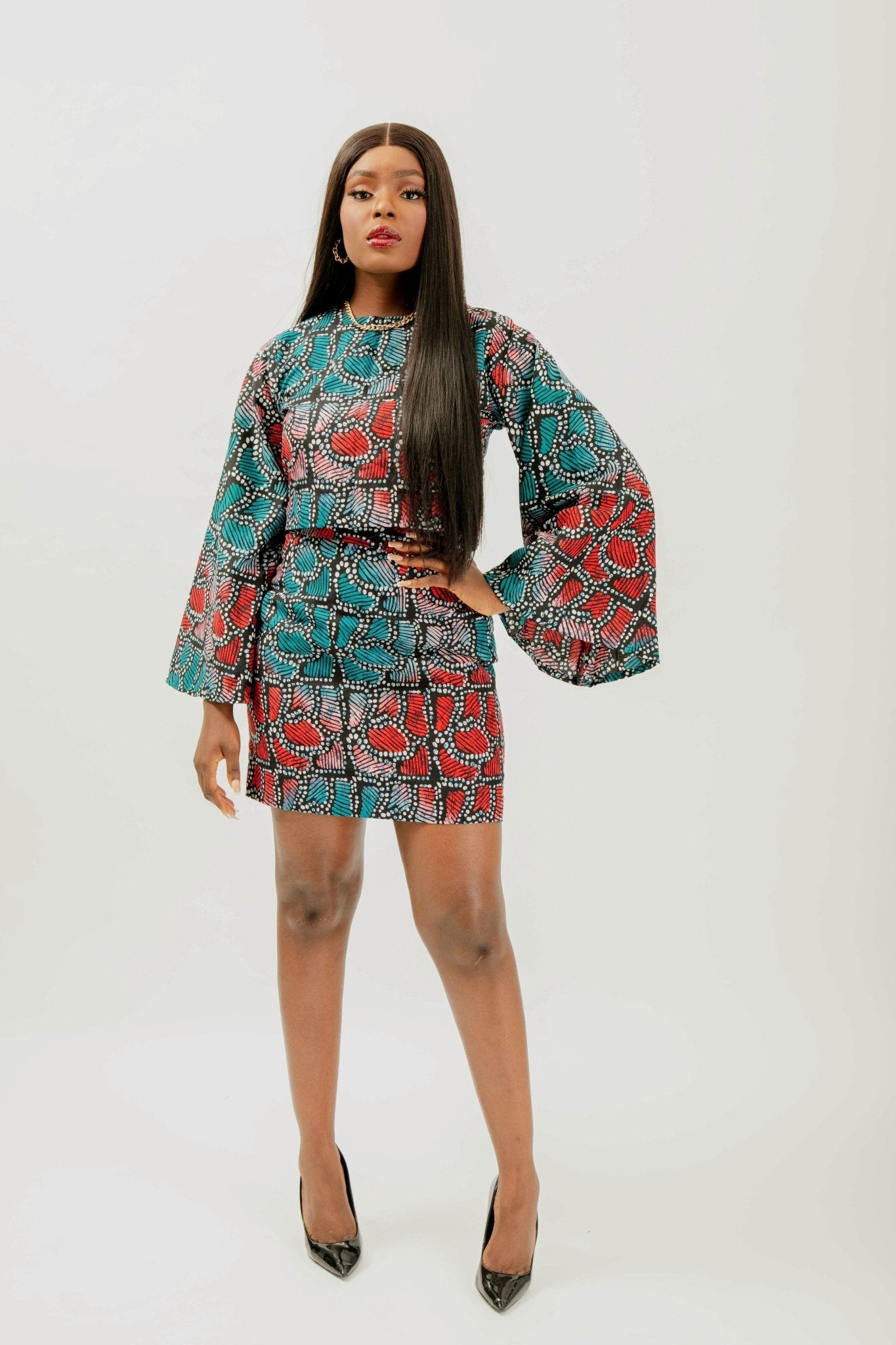 Coupé - décalé - African print Crop top & Skirt set - Zee Store