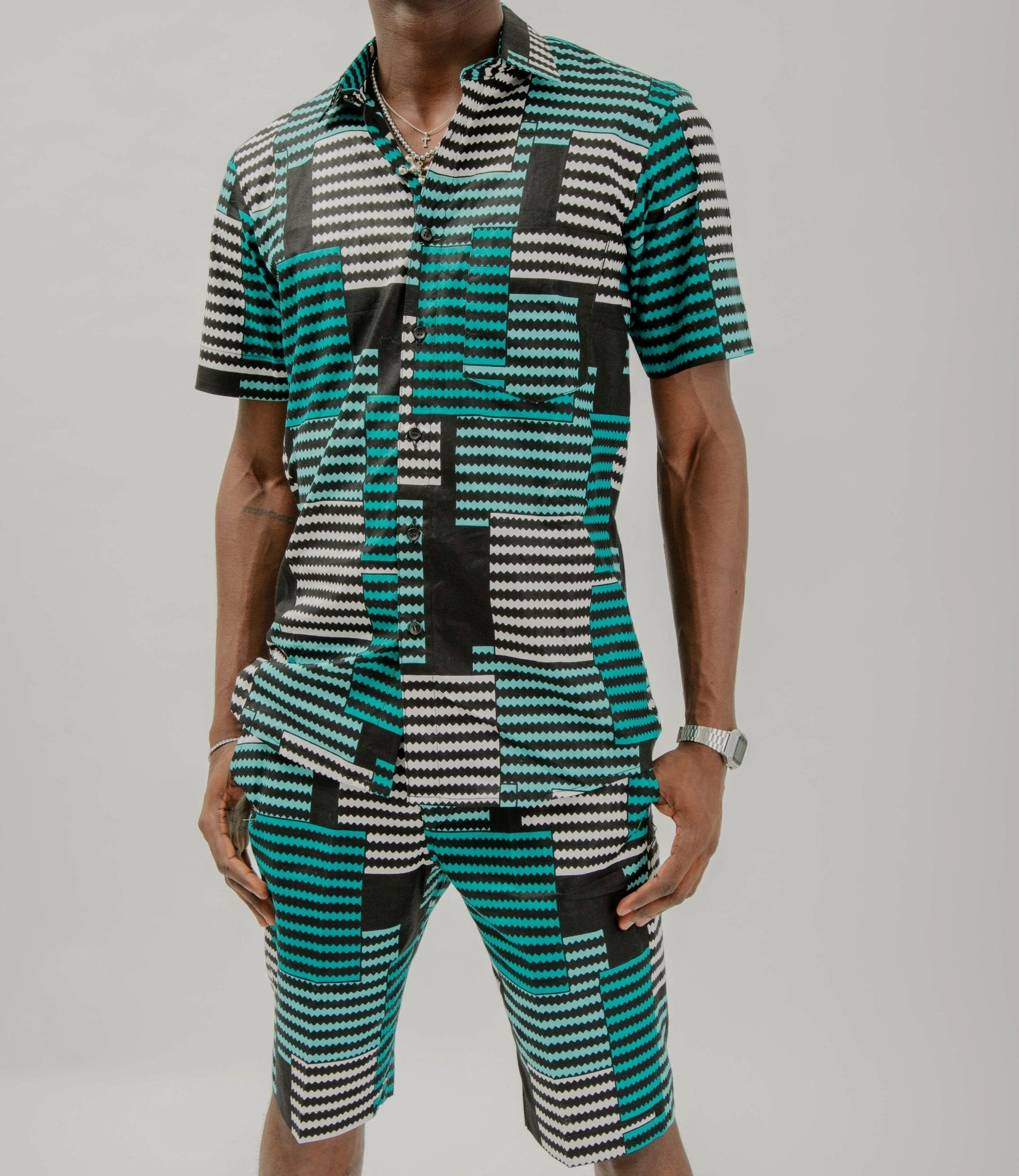 Ding Ding - African Print Shirt & Shorts set - Zee Store
